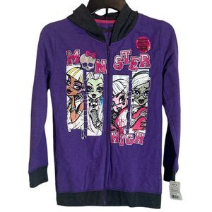 Monster High Girls Zip Up Hooded Sweat Jacket Y2K Hoodie NEW Size XL